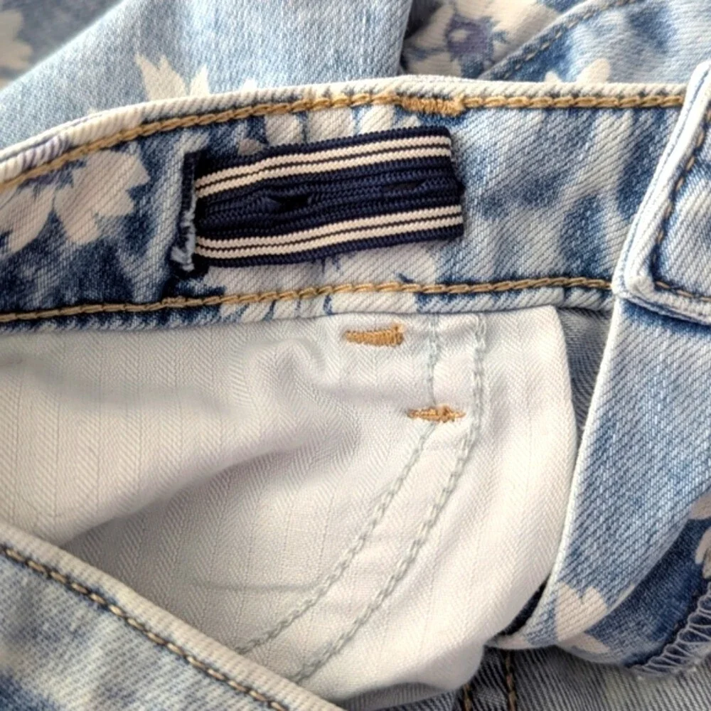 GAP Kids (Size 8) Super Skinny Floral Ankle Jeans Adjustable Waist Frayed Edges